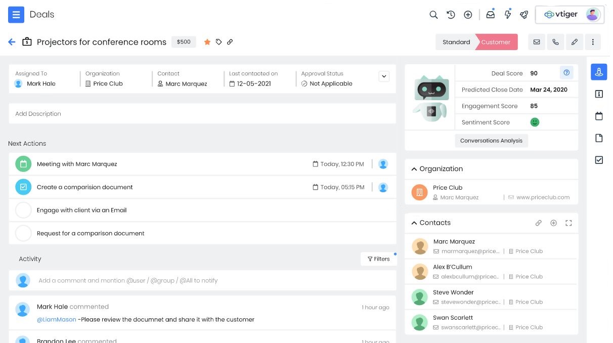 vtiger crm dashboard