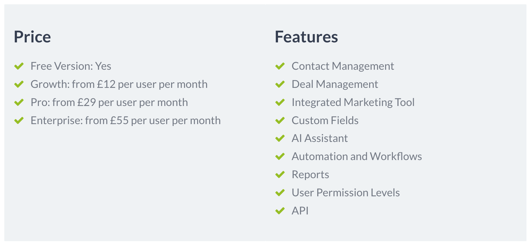 freshsales price features