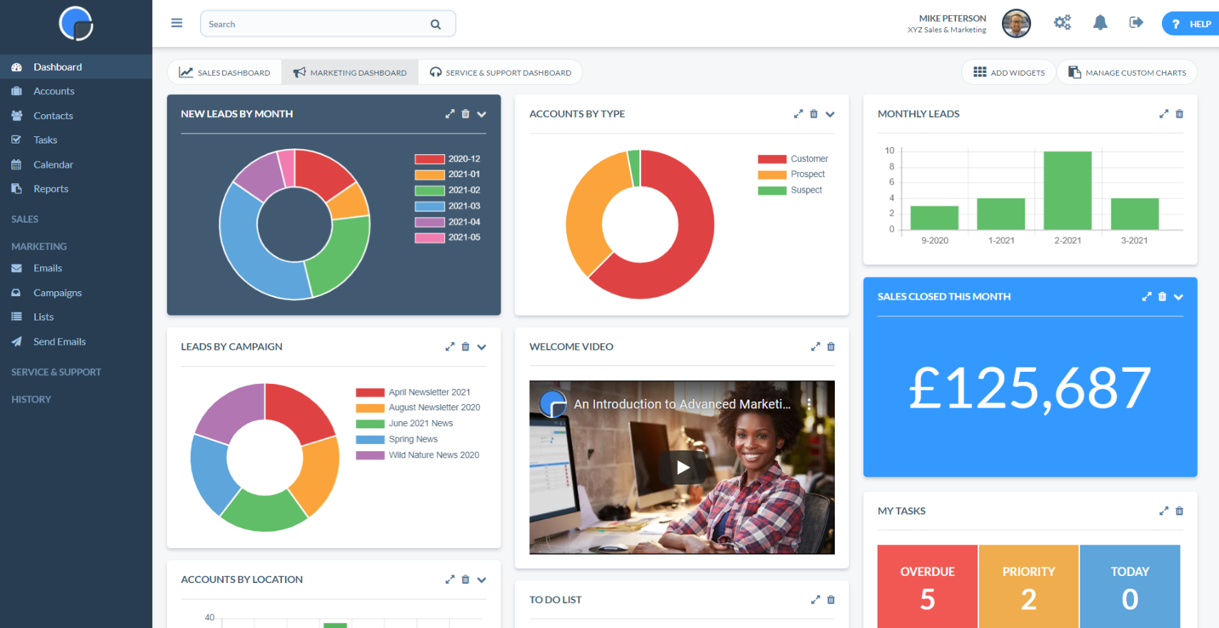 new menu dashboard SpotlerCRM