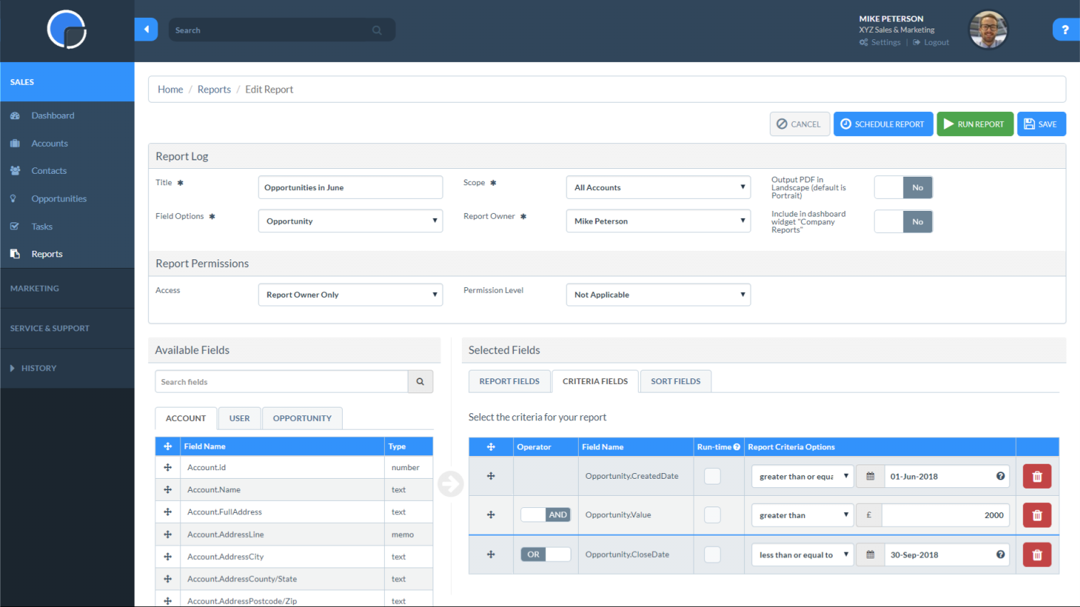 reports SpotlerCRM screenshot crm